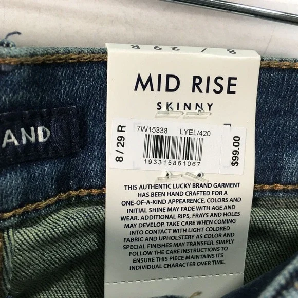 Lucky Brand Mid Rise Skinny Fit Sweet Jean, Women's Size 8/29R - Blue - Picture 8 of 15